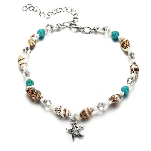 New Sea Shell Turquoise Bead Anklet - Picture 1 of 2